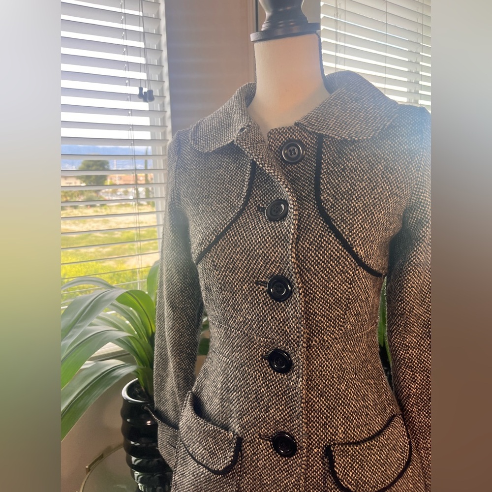 Nick & Mo Women’s Pea Coat Black/White Appears Grey Size Small